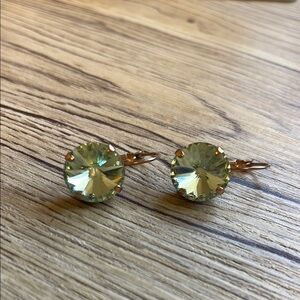 Elegant Gold and Green Crystal Drop Earrings